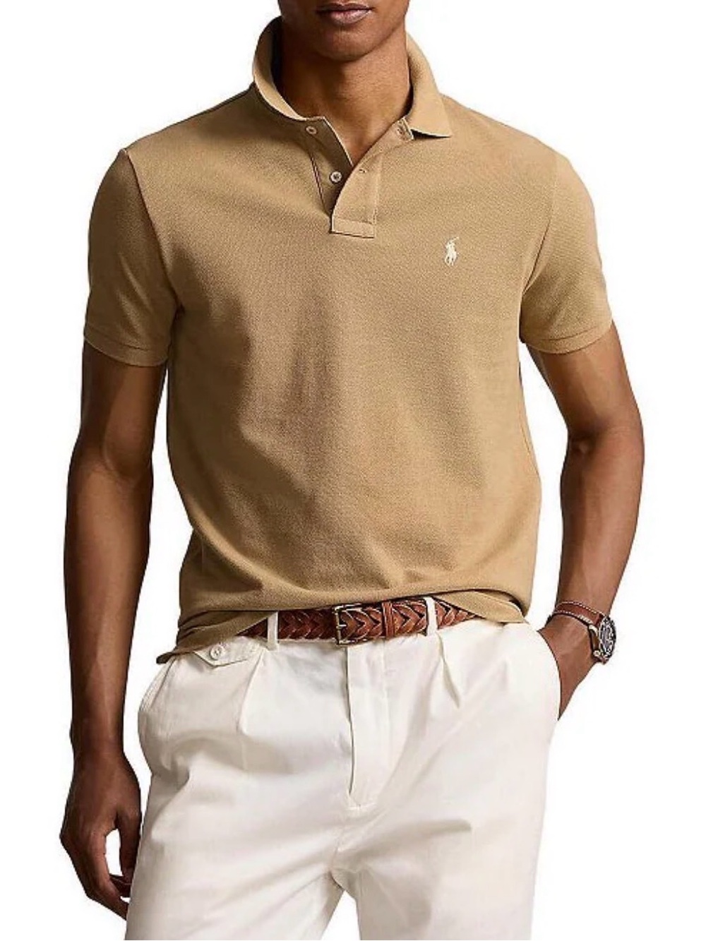 Ralph Lauren Men’s Beige/Tan Short Sleeve Polo